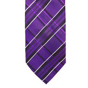 Adolfo Men's Necktie 100% Polyester Handmade Purple w/Stripes 58x3.5